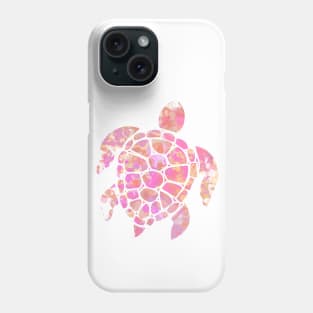 Sea Turtle Design in Pink and Orange Paint Drops Pattern Phone Case