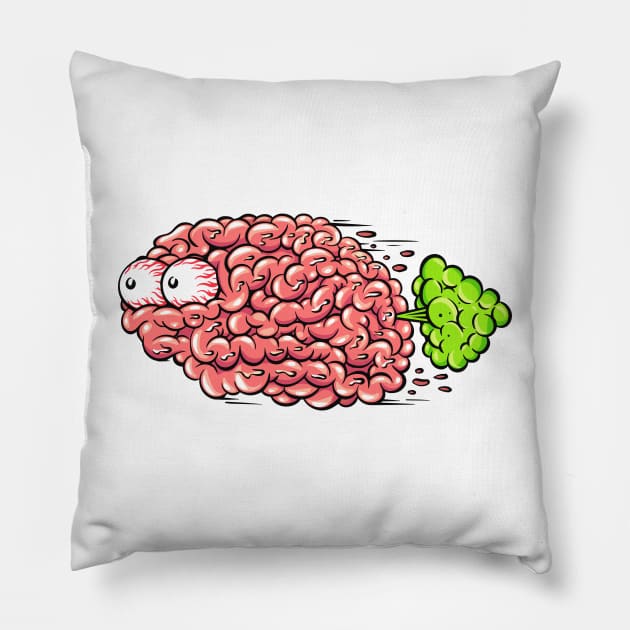 Brain Fart (front print) Pillow by Joe Tamponi