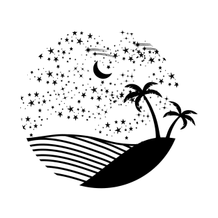 Night on a tropical island (black) T-Shirt