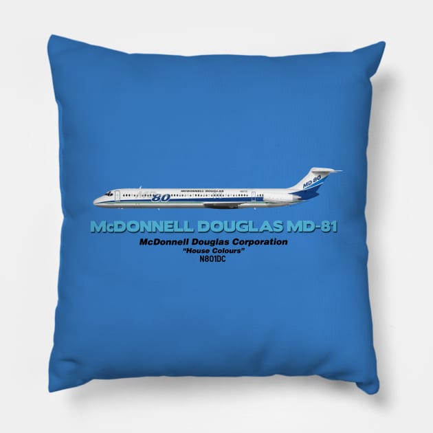 McDonnell Douglas MD-81 - McDonnell Douglas "House Colours" Pillow by TheArtofFlying