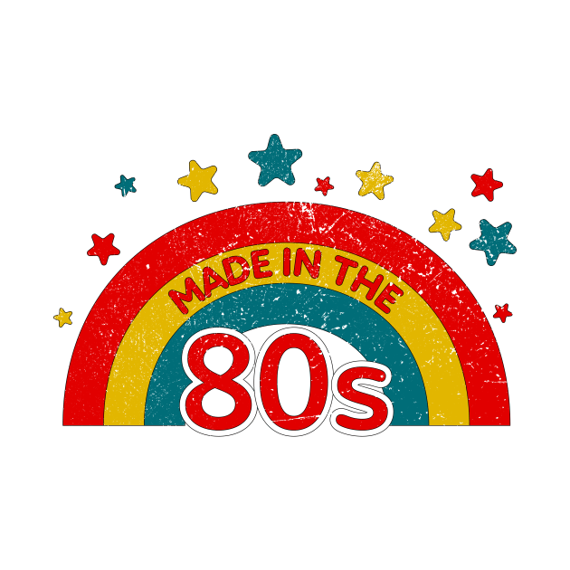Made in the 80s with Retro Rainbow Colors (Distressed) by The90sMall