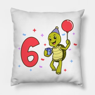 I am 6 with turtle - kids birthday 6 years old Pillow