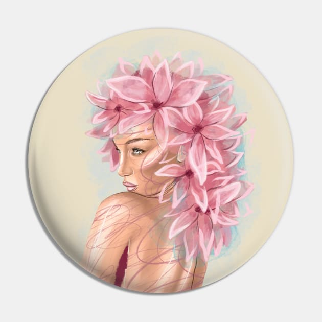 Pretty young girl with flowers in hair Pin by Olena Tyshchenko