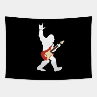 Bigfoot Rock and Roll Funny Sasquatch Believers Guitar Tapestry