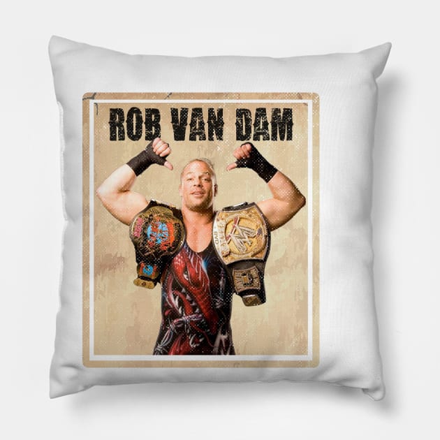 Art Drawing rob van dam Pillow by katroxdesignshopart444