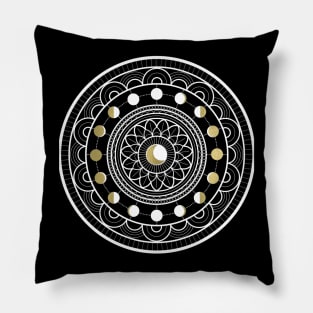 Moon Mandala White Pillow