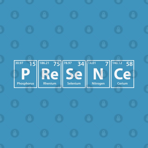 Presence (P-Re-Se-N-Ce) Periodic Elements Spelling by cerebrands