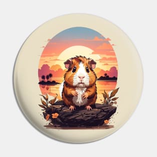 cute guinea pig with sunset Pin