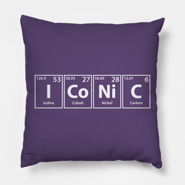 Iconic (I-Co-Ni-C) Periodic Elements Spelling Pillow by cerebrands