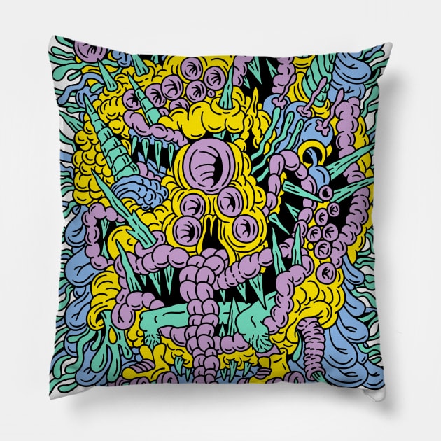 ROLLER SKATES MONSTER Pillow by Joey Souza