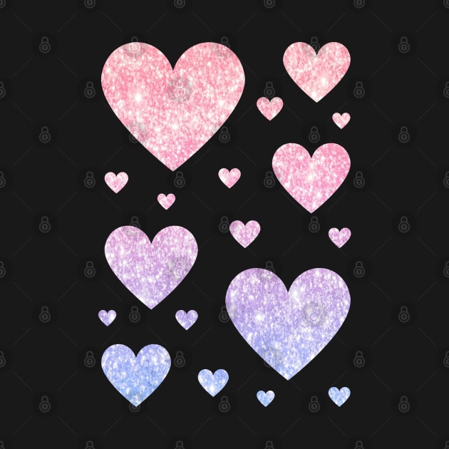 Pastel Pink and Purple Ombre Faux Glitter Hearts by Felicity-K