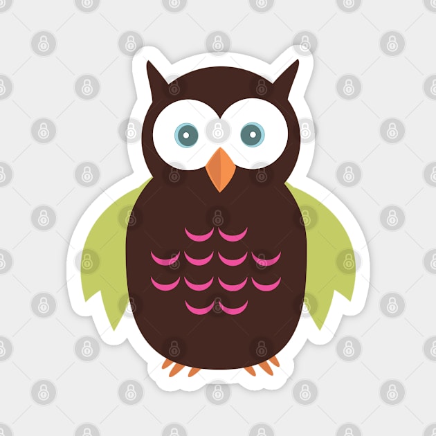 Brown & Green Owl Magnet by adamzworld