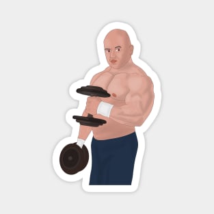 A bodybuilder daddy training with dumbbells Magnet