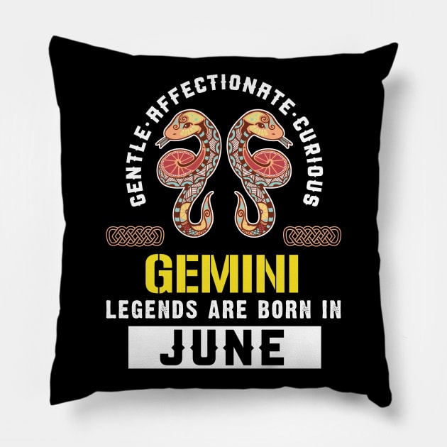 Zodiac Gemini: Born In June Pillow by POD Anytime
