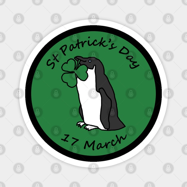 Penguin and Shamrock St Patricks Day Magnet by ellenhenryart