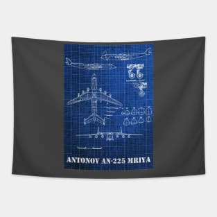 Vintage Blueprint of Antonov AN 225 Mriya Aircraft Tapestry