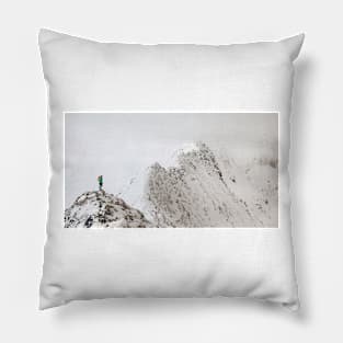 Striding Edge, winter Pillow