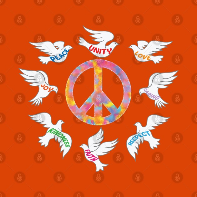 Unity Day Anti Bullying Doves Peace Sign by Rosemarie Guieb Designs