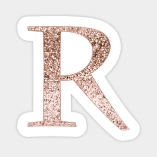 R rose gold glitter monogram letter Magnet