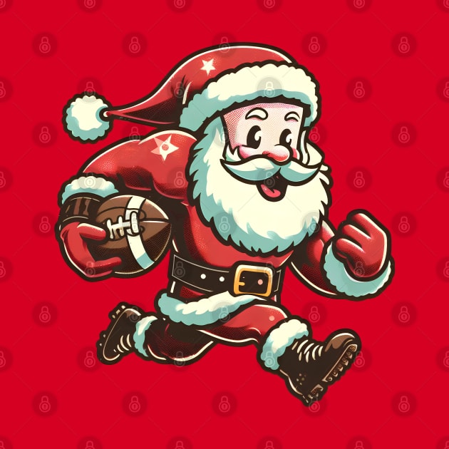 Retro Santa Claus Football Player by E