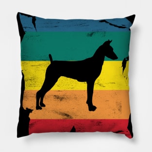 German Pinscher Distressed Vintage Retro Silhouette Pillow