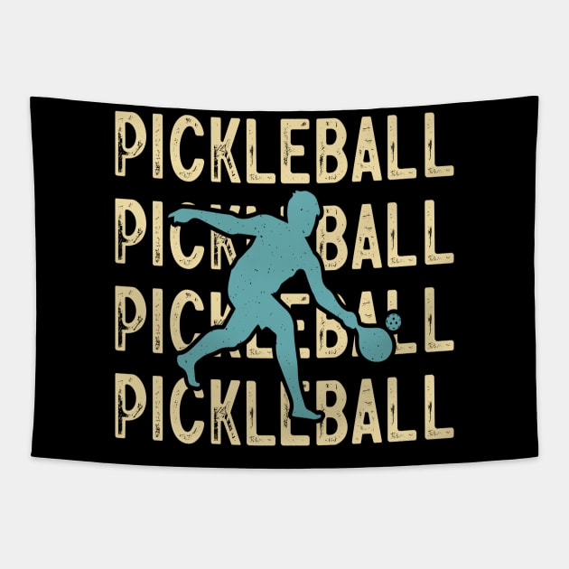 Pickleball five time with a player hitting the ball Tapestry by coollooks