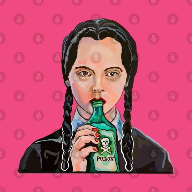 Wednesday Addams 'copium' drinking poison by SmerkinGherkin