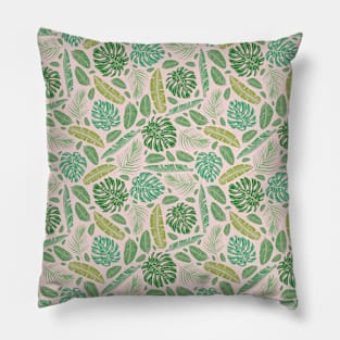 Tropical leaves mix on light background Pillow