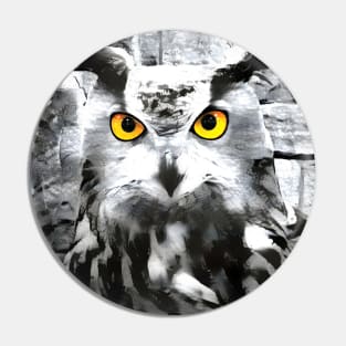 Owl Black and White Spray Paint Wall Pin