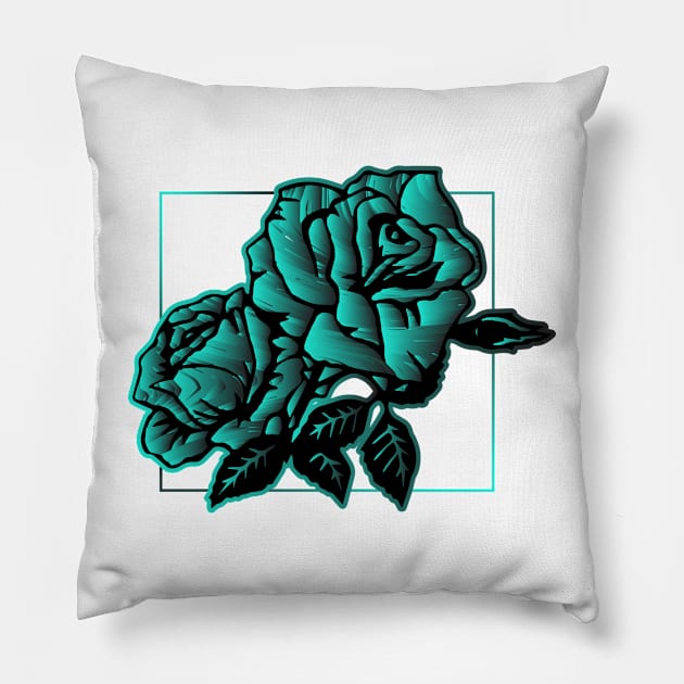 embroidery style rose Pillow by StormerLTD