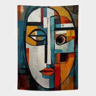 Confused Face Abstract Art Tapestry