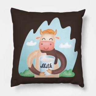 cow holding milk Pillow