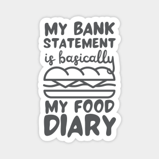 My Bank Statement Is Basically My Food Diary Sandwich Design Magnet