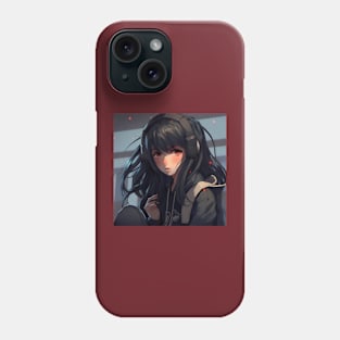 Anime Girl wears Headphones Phone Case