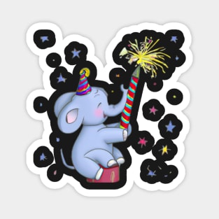 Happy New Year Elephant Magnet