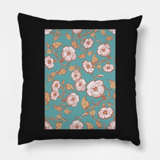 Vintage Dog Rose Repeat Pattern Pillow