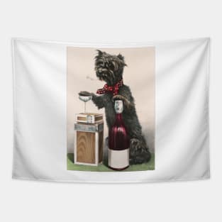 Cute Dog having Wine Tapestry