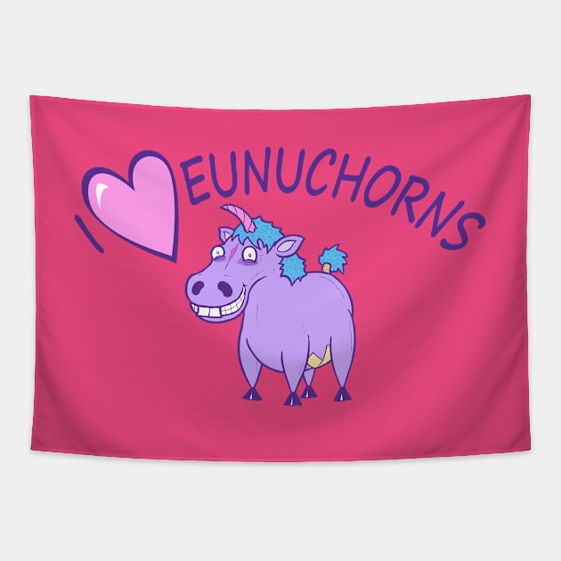 I (heart) Eunuchorns Tapestry by calavara