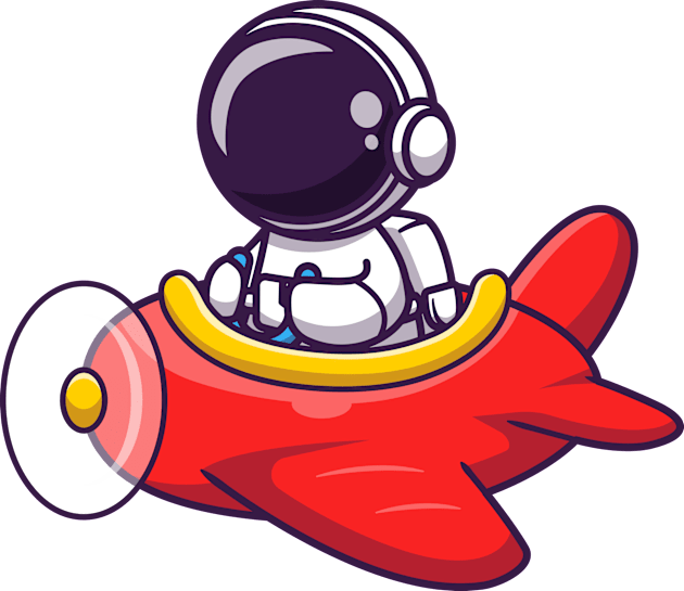 Cute Astronaut Driving Plane Cartoon Kids T-Shirt by Catalyst Labs