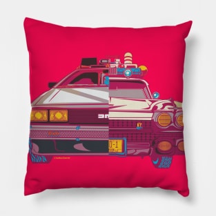 Half n Half Delorean and Ecto 1 Pillow