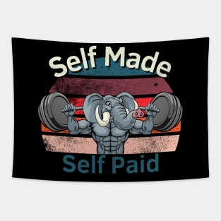 Self Made Self Paid Elephant Tapestry