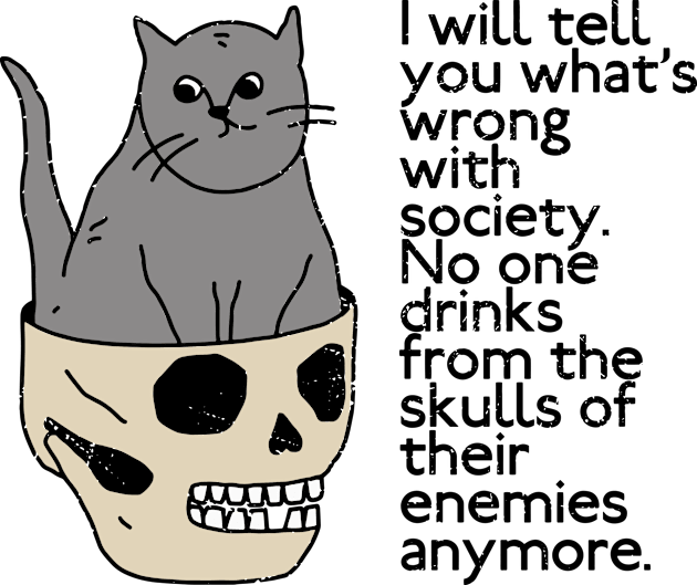 Wrong society Sad Cat in A Skull Kids T-Shirt by okpinsArtDesign