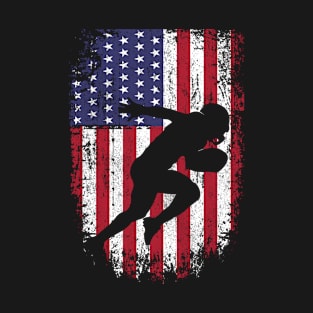 Football American Flag Patriot Graphic USA Patriotic Football Player T-Shirt