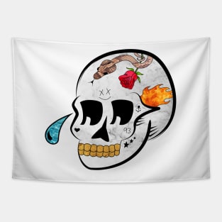 Skull Tattoo Teardrop Tapestry