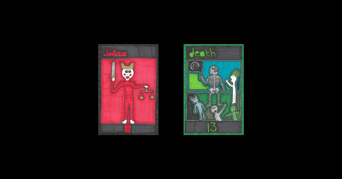 Justice and Death Tarot Cards Outsider Art Sticker TeePublic