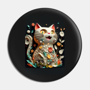 Cool cat portrait Paper art style Pin