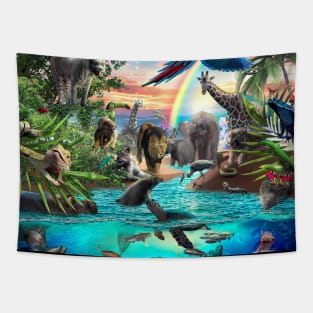 Underwater Jungle Animal Animals Scene Tapestry