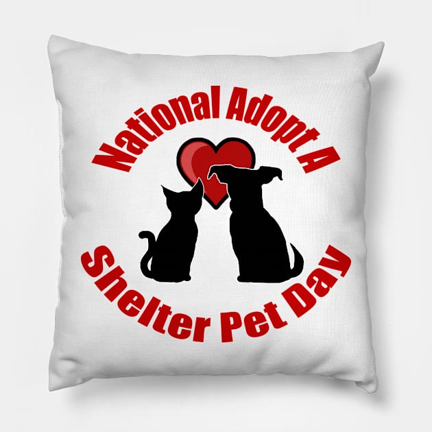 National Adopt A Shelter Pet Day Pillow by BlakCircleGirl