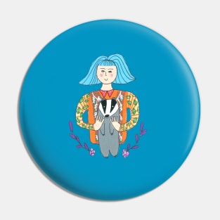 Girl with a badger Pin