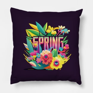 Blooming Splendor: Captivating Spring Flowers Art Print Pillow